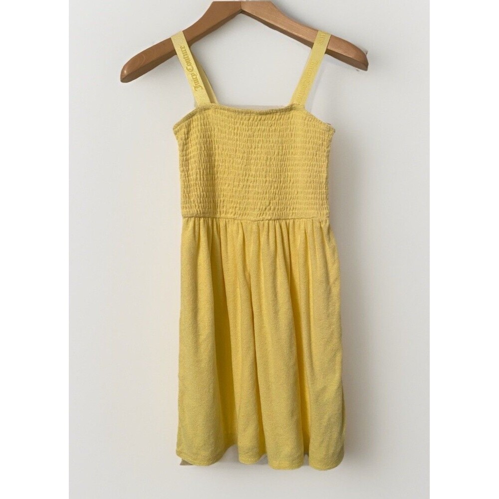 NWT Juicy Couture Yellow Girls Smocked Terry Dress Size Large
